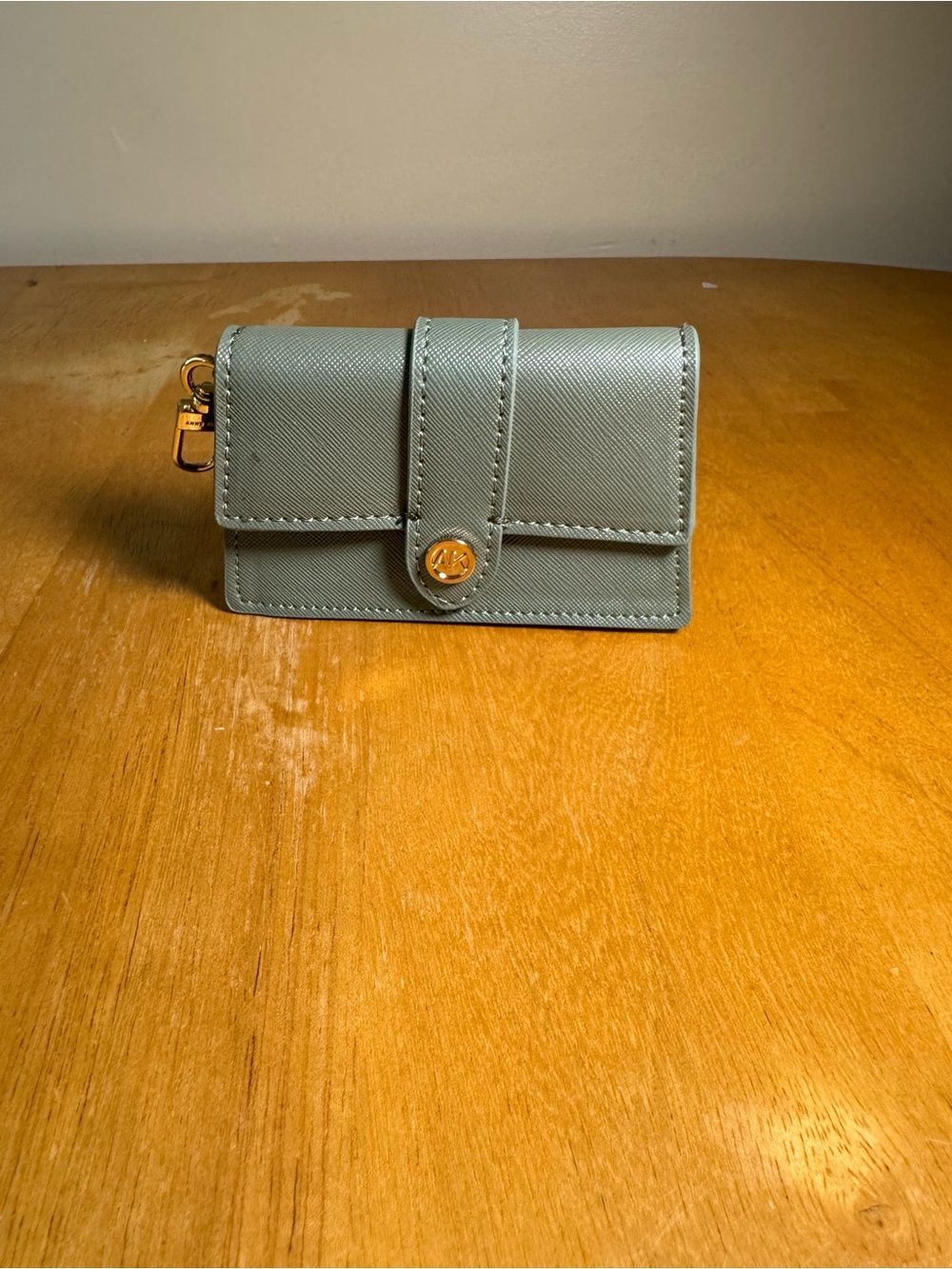 Anne Klein Sage Green Compact Wallet with Gold Hardware
